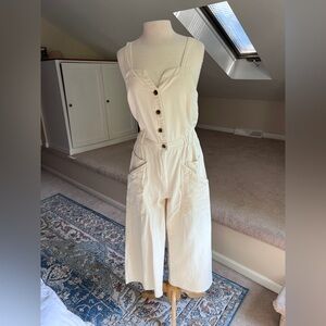 Current Air Cream Jumpsuit with Button Detail